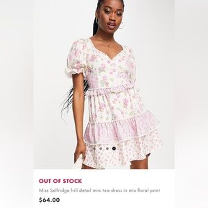 NEW WITH TAGS ASOS MISS SELFRIDGE MINI DRESS WITH LACE & FLOWER DETAIL